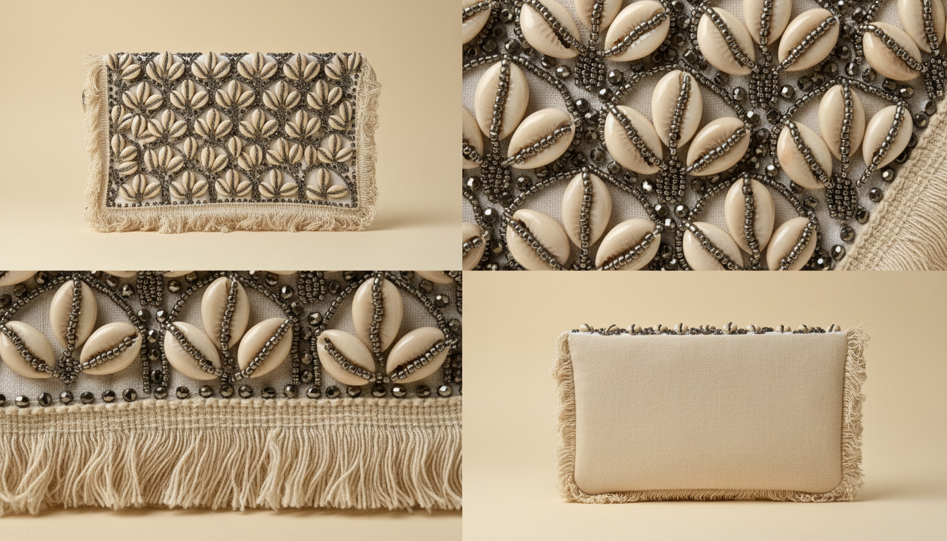 White Seashell Stone Handmade Beaded Purs