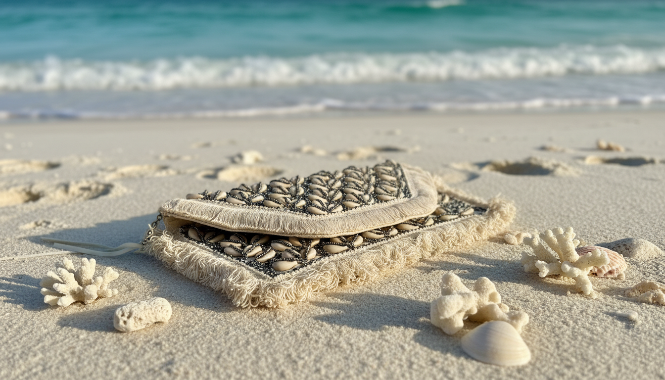 White Seashell Stone Handmade Beaded Purs