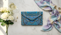 Sky Blue And Gold handcrafted beaded purse