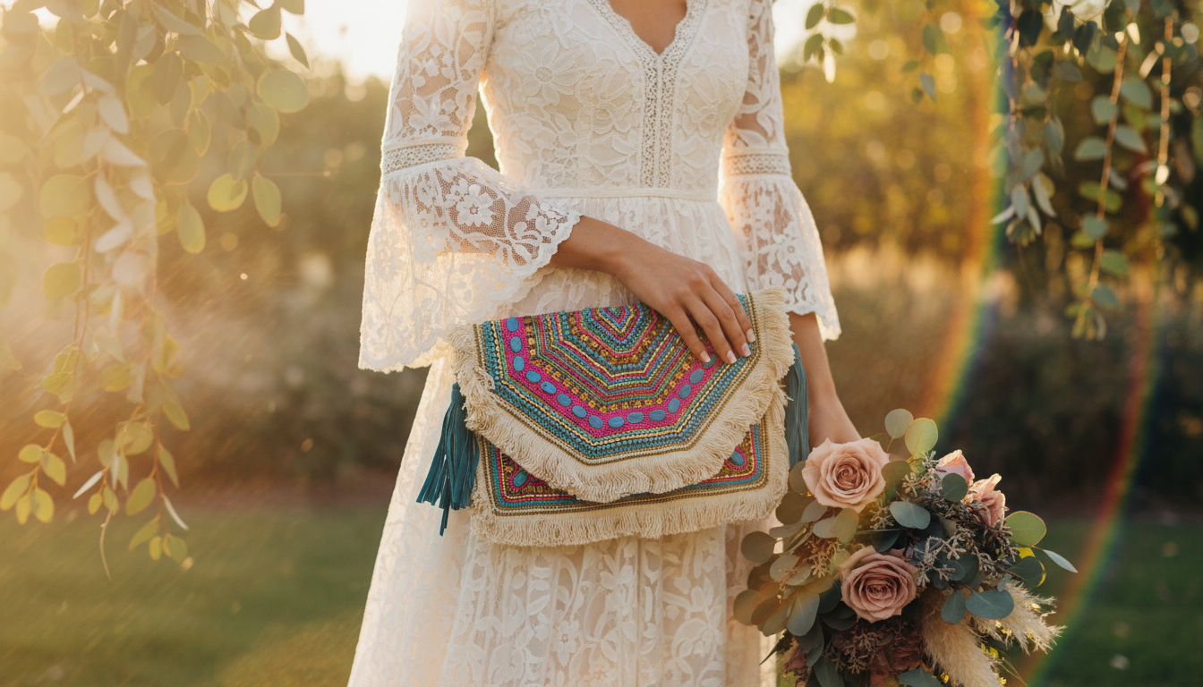 Blue Beaded Boho Purse Pearl Clutch