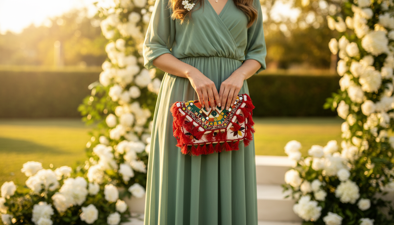 Red Boho Mini Beaded Purse