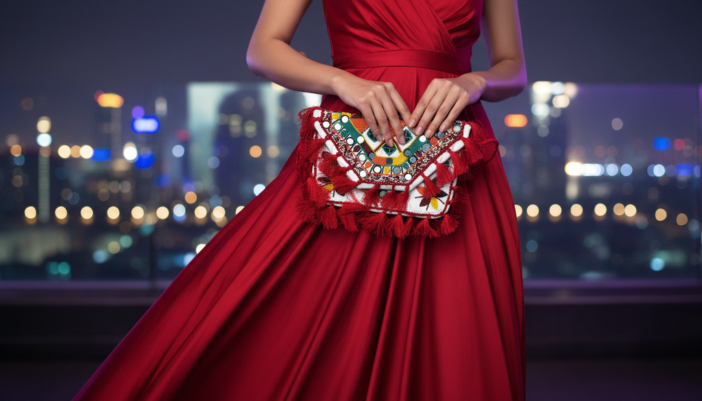 Red Boho Mini Beaded Purse