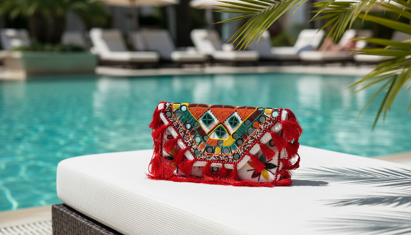Red Boho Mini Beaded Purse