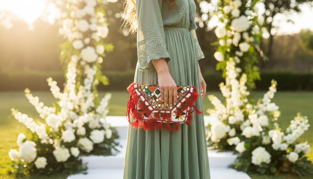 Red Boho Mini Beaded Purse