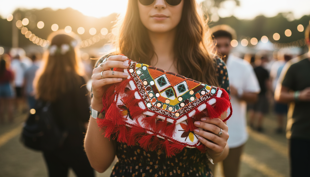 Red Boho Mini Beaded Purse