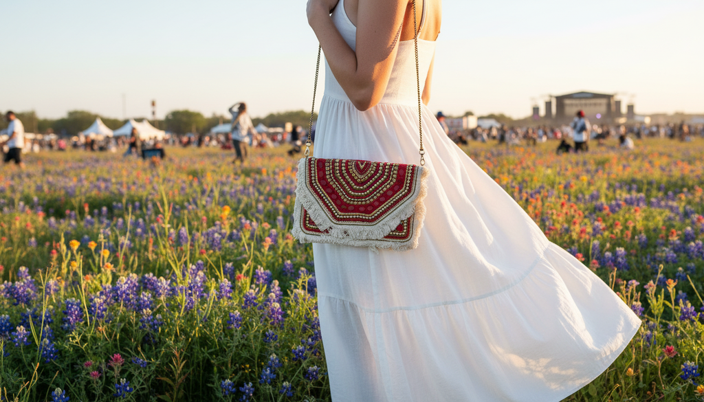 Red & Gold Stone Beaded Bag