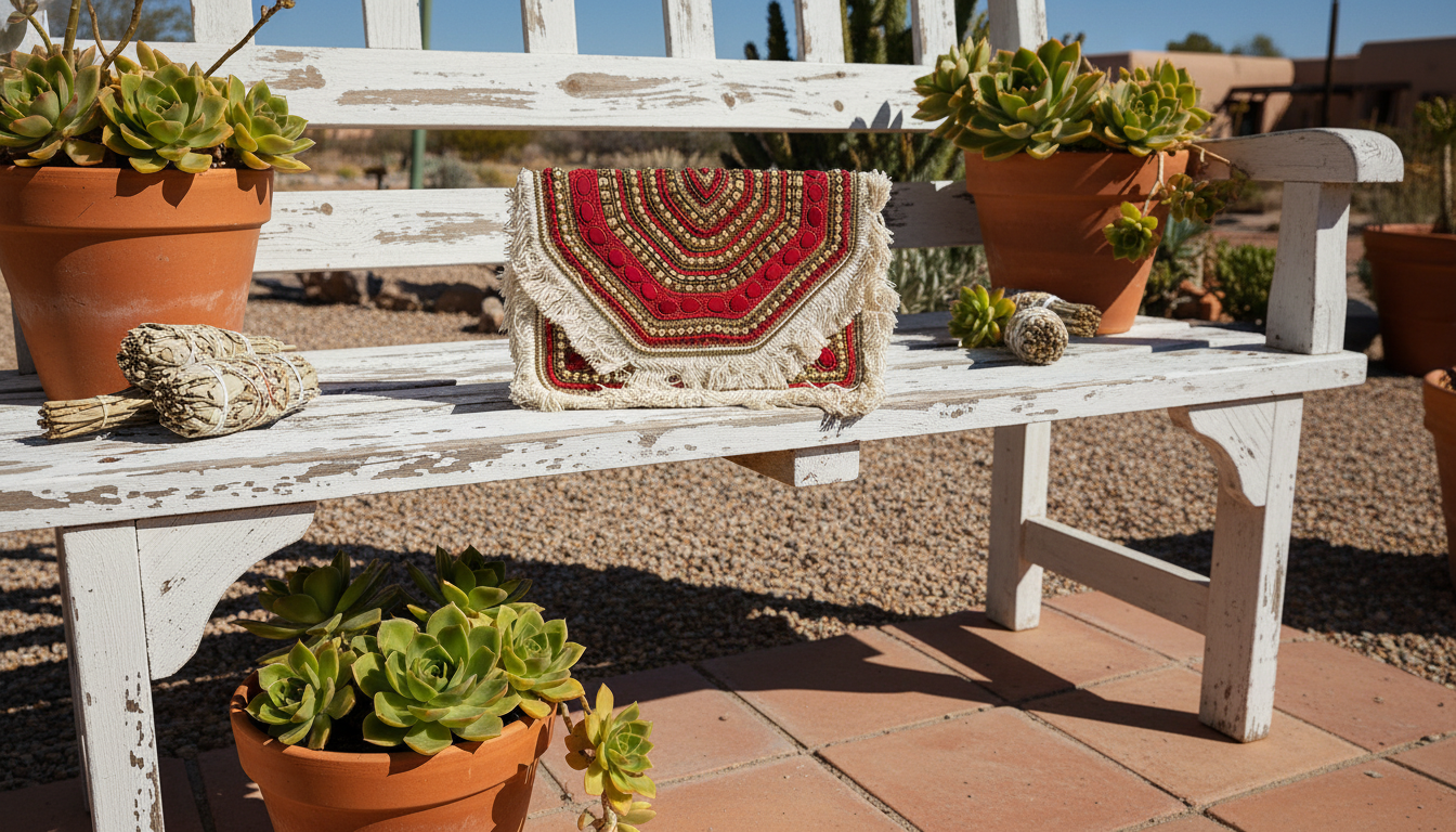 Red & Gold Stone Beaded Bag