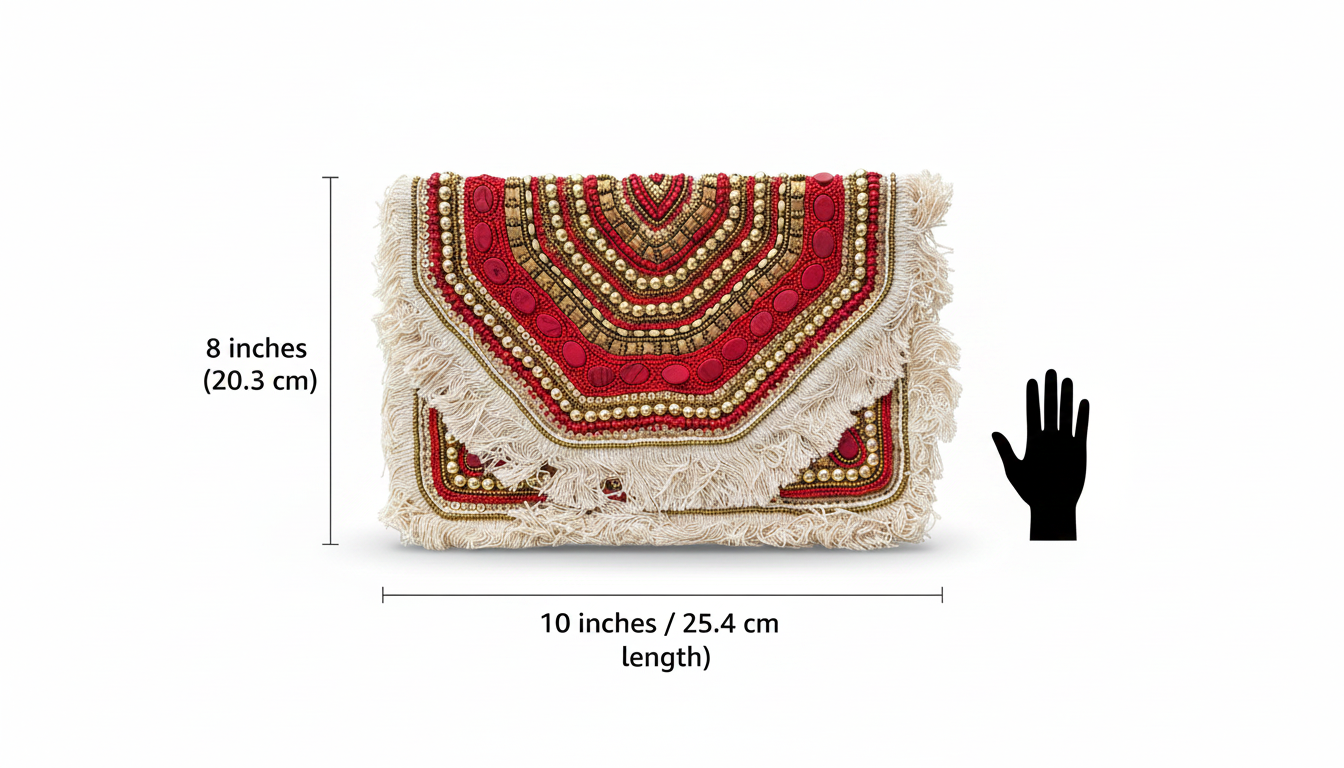Red & Gold Stone Beaded Bag