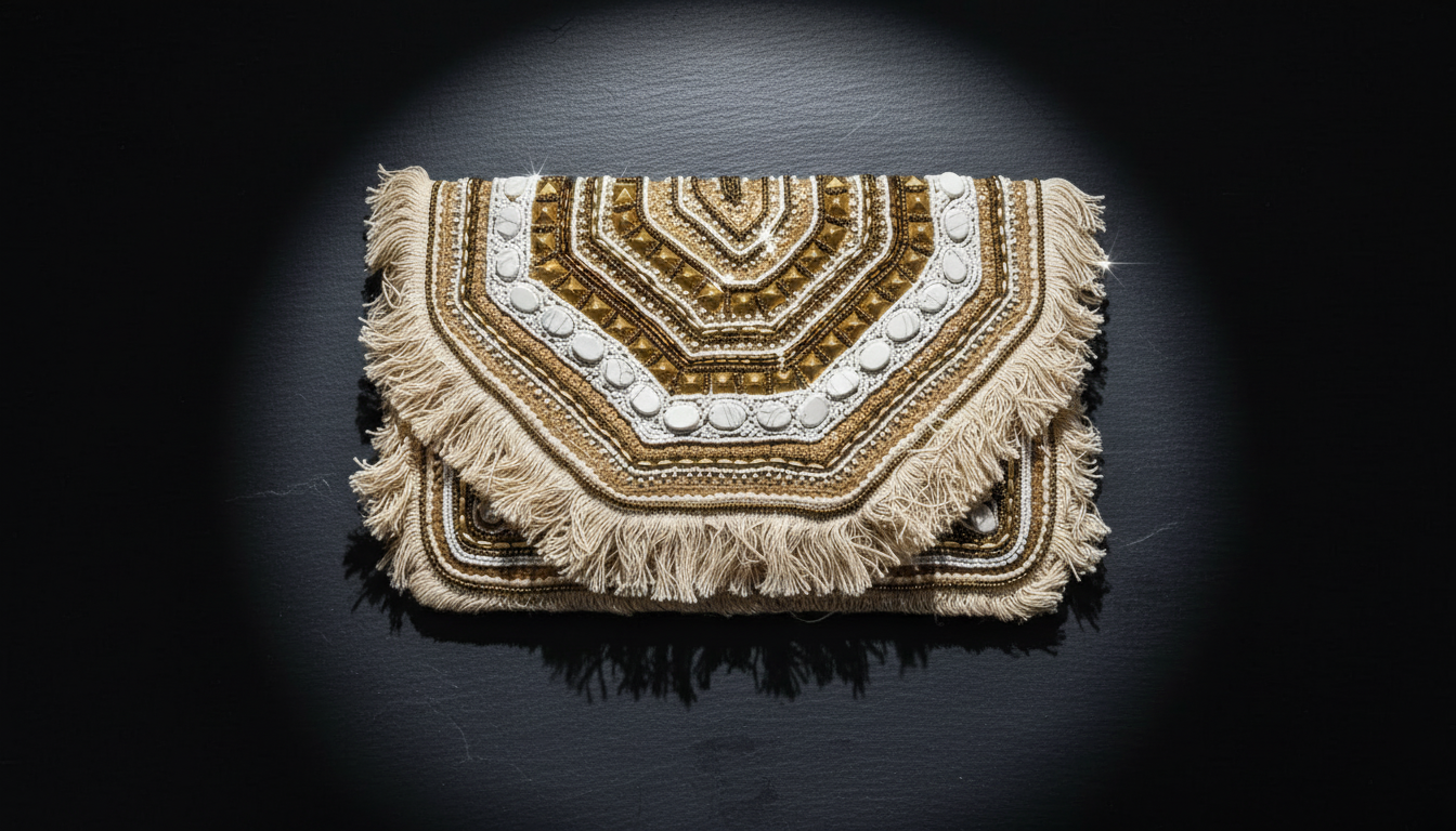 White Embroidered Boho Purse Mini Beaded Clutch