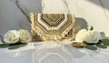 White Embroidered Boho Purse Mini Beaded Clutch