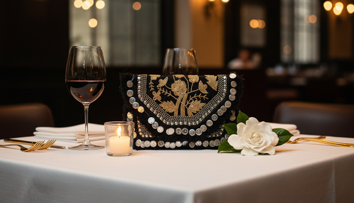 Black Beaded Boho Purse Clutch